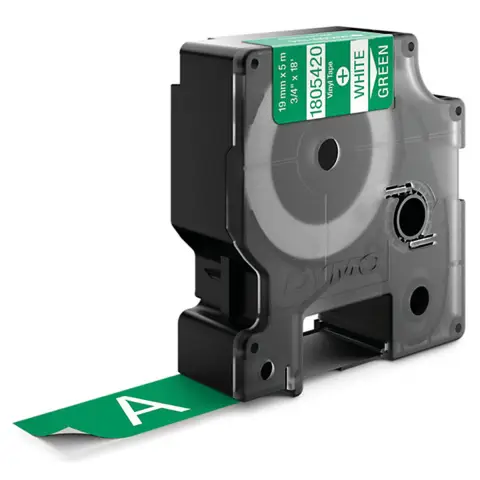 Dymo RHINO taĹ›ma winylowa 19mm biaĹ‚a na zielonym